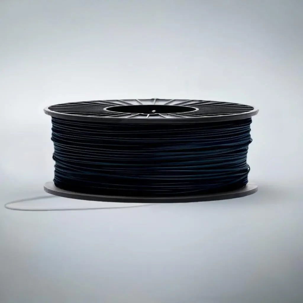 Black CoexFlex 60D TPE 3D printer filament spool on a plain background