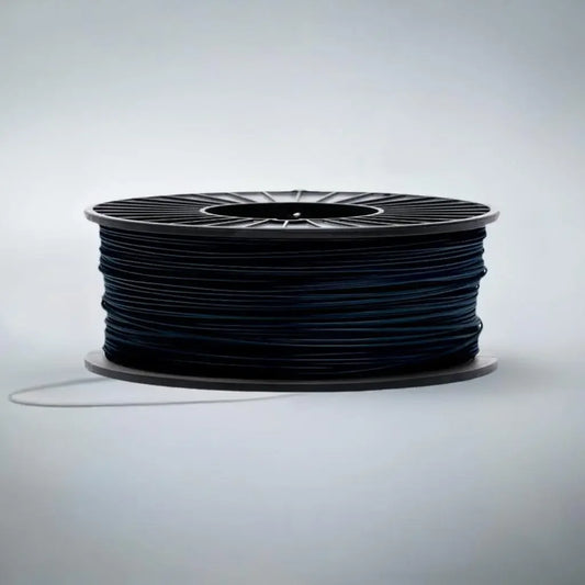 Black CoexFlex 60D TPE 3D printer filament spool on a plain background
