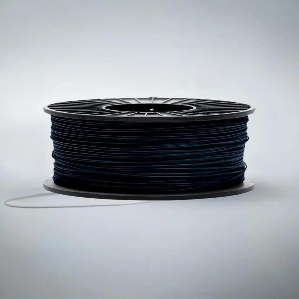 Black CoexFlex 60D TPE 3D printer filament spool on a plain background