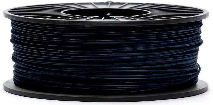 Black 3D printer filament spool, PA6 carbon fiber material, side view on white background