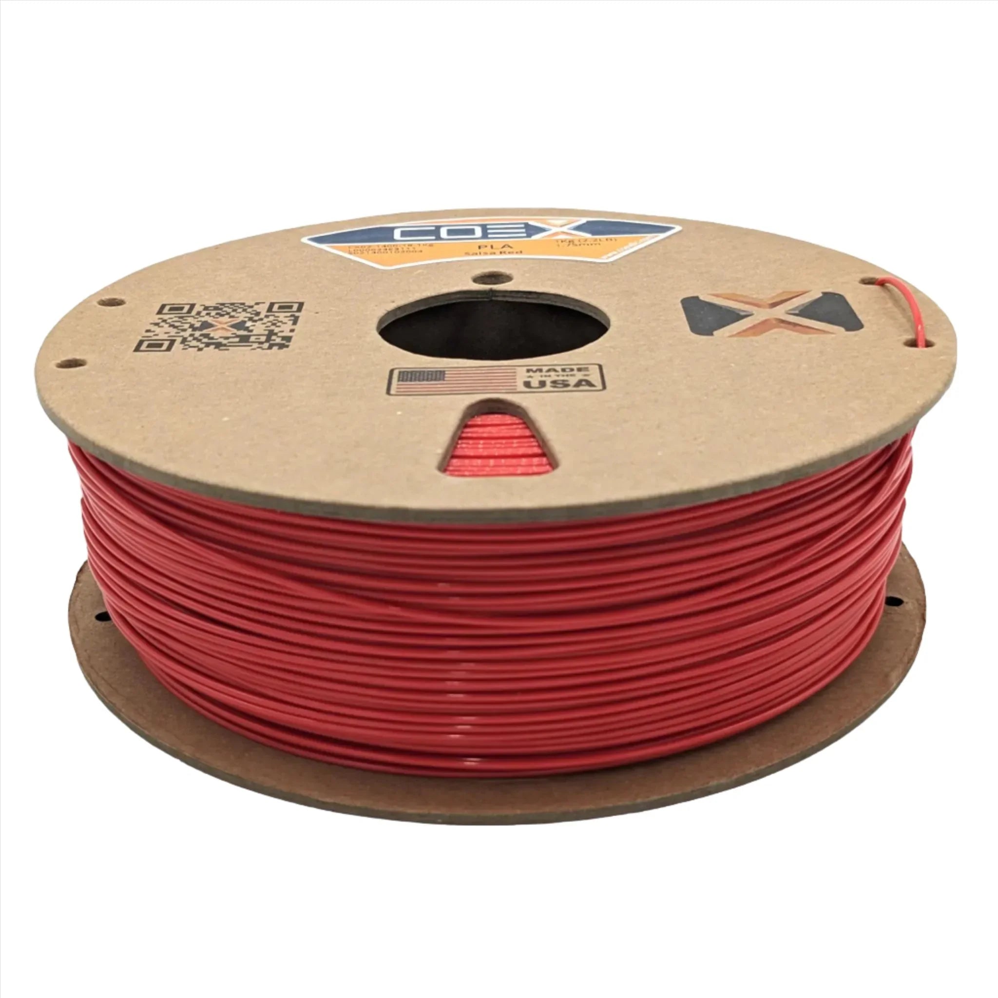 Salsa Red PLA 3D printer filament spool by Coex3D on cardboard reel
