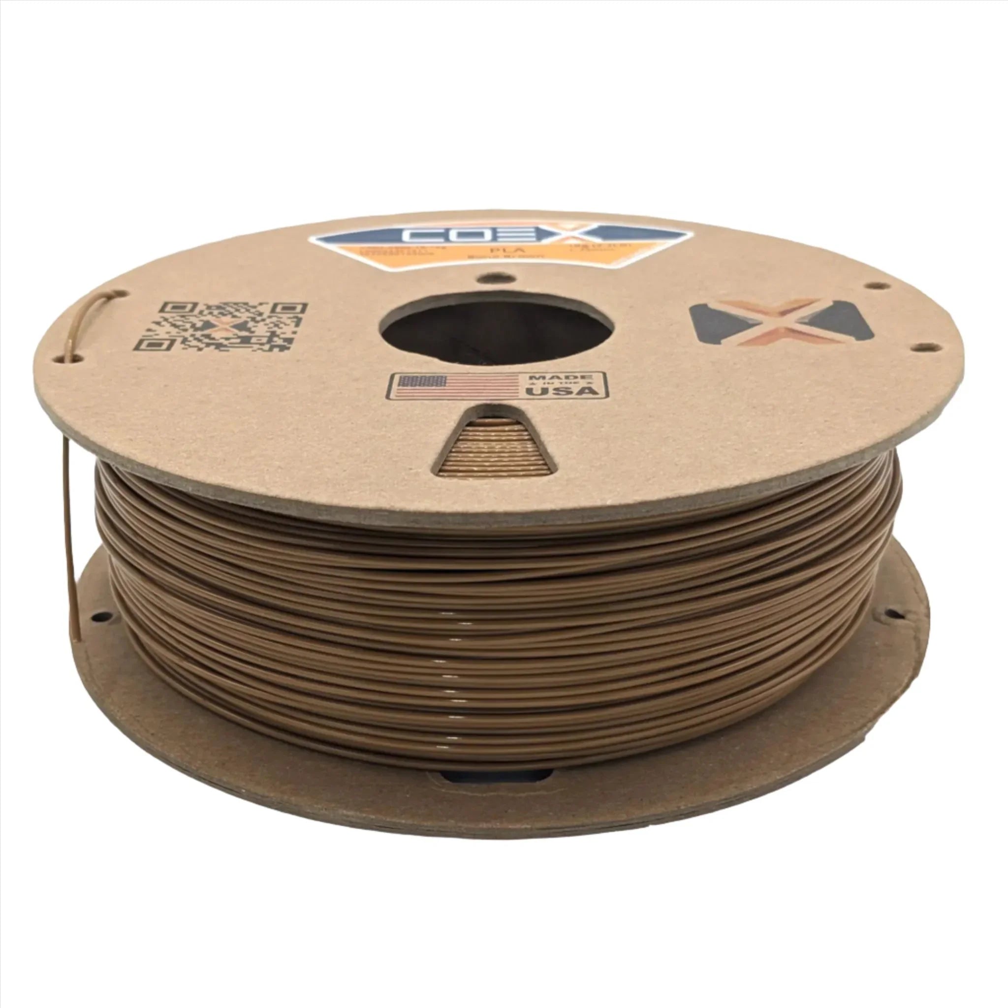 Bone brown PLA 3D printer filament spool with cardboard packaging, Coex3D brand