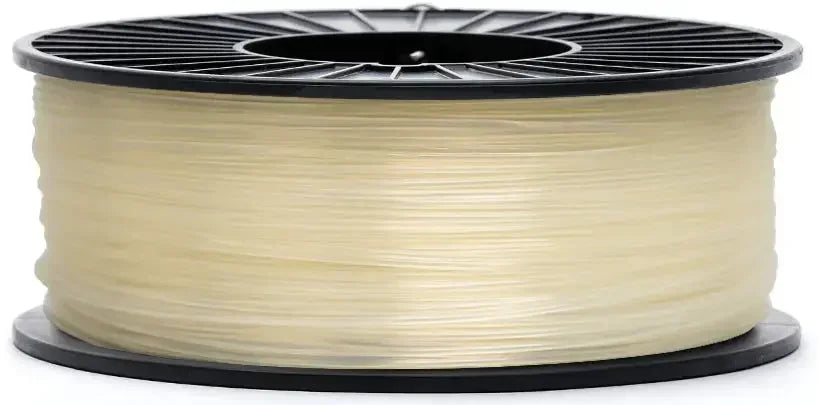 Natural CoexNylex unfilled nylon white 3D printer filament spool on white background