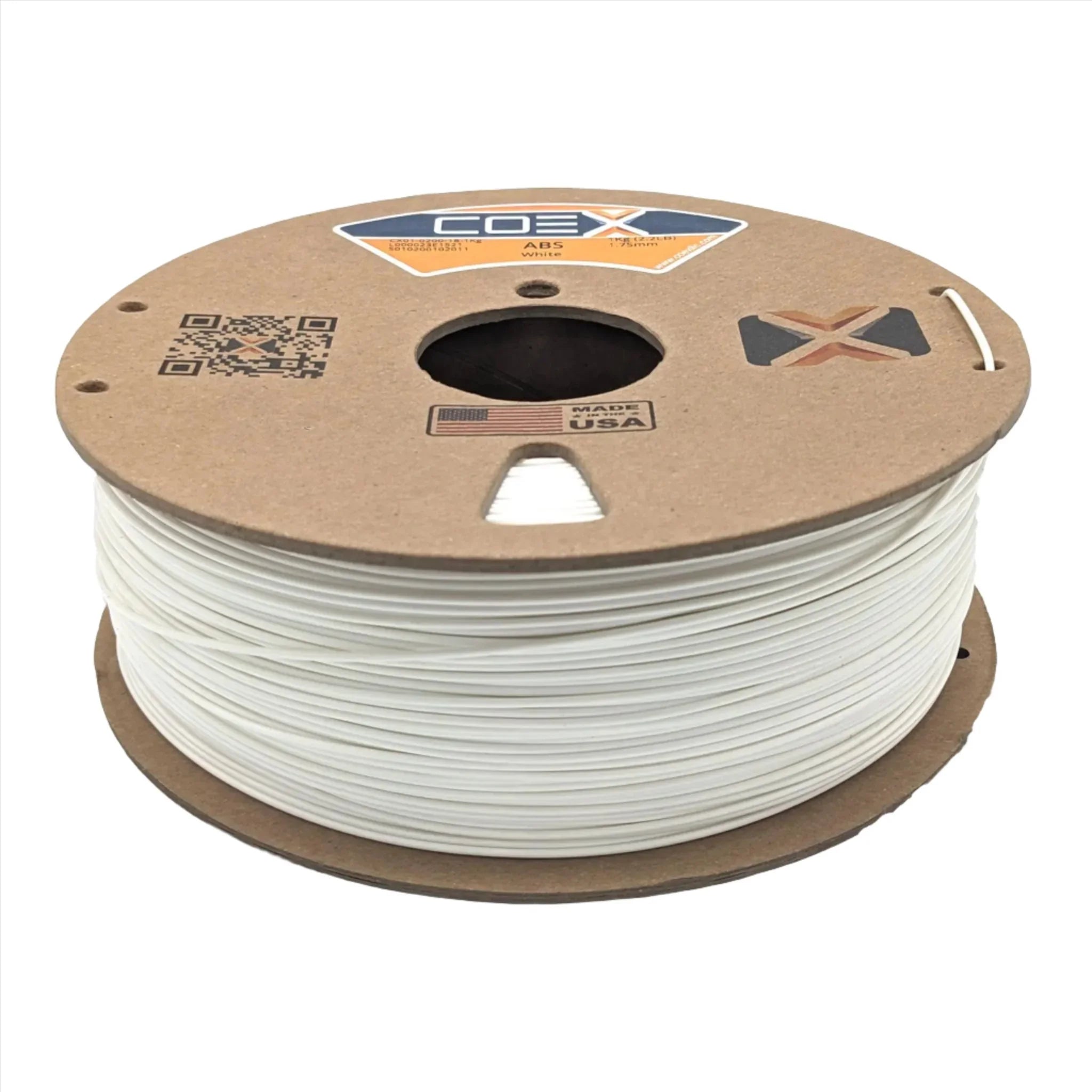 White ABS 3D printer filament spool by COEX3D with cardboard reel